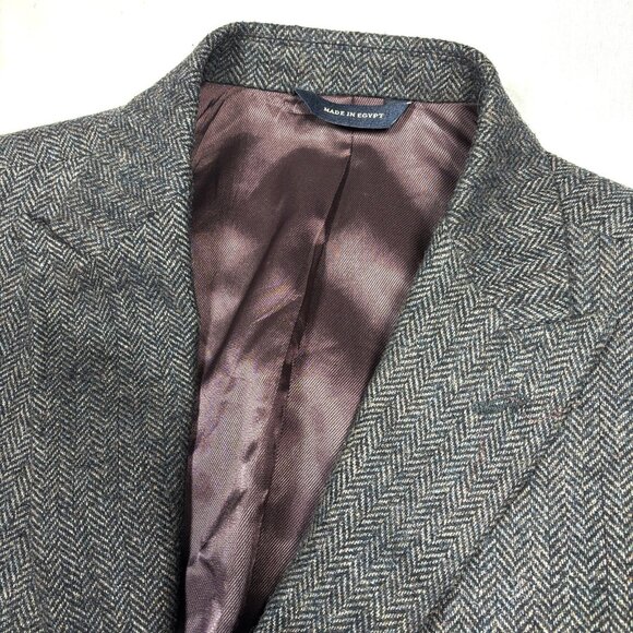 Banana Republic Wool Blend Tweed Herringbone Blazer Sport Coat w/Elbow Patch 44R - Picture 6 of 15